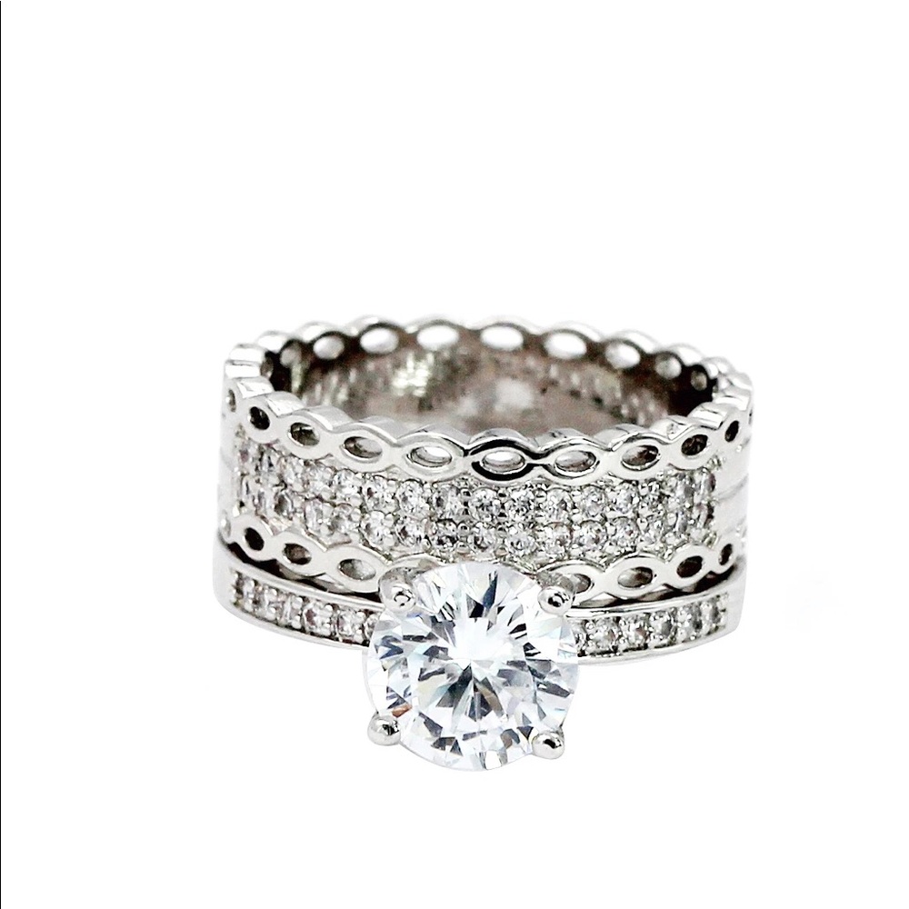 Fashion triple silver ring